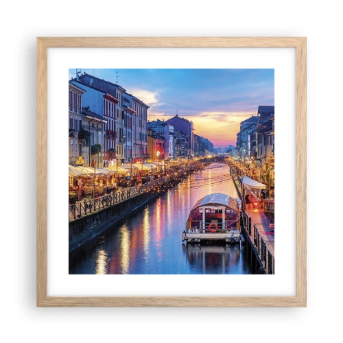 Plakat w ramie jasny dąb - Wieczór światła i zabawy - 40x40 cm