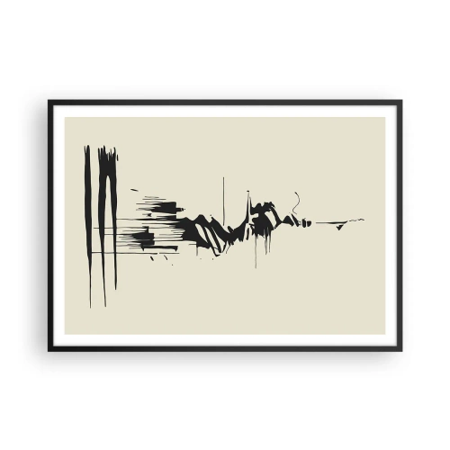 Plakat w czarnej ramie - Minimalistyczna abstrakcja z czarnymi liniami na jasnym tle - 100x70cm - Abstrakcja pośpieszna - Nowoczesna dekoracja ścienna do salonu i sypialni ARTTOR