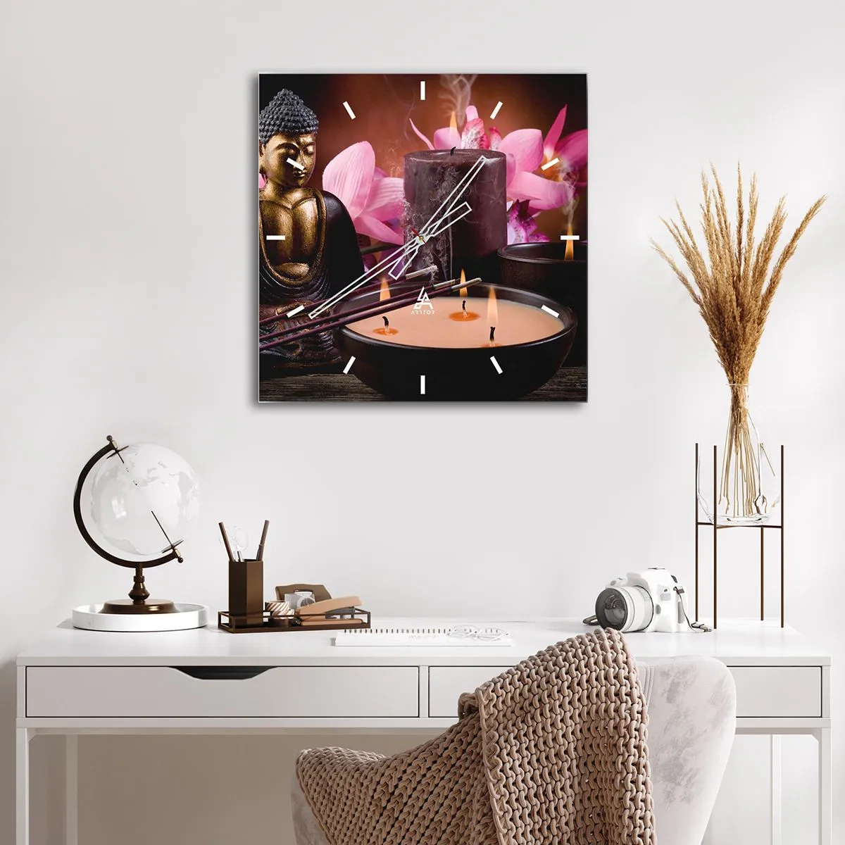 Zegar ścienny - Oczyścić umysł, uspokoić ciało - 30x30 cm
