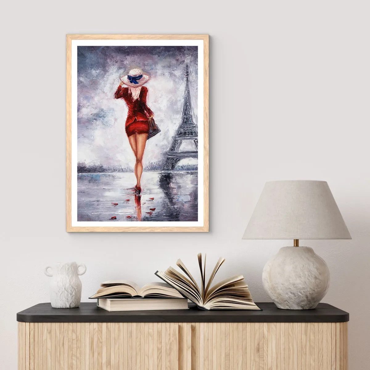 Plakat w ramie jasny dąb - Paryskie symbole - 50x70 cm