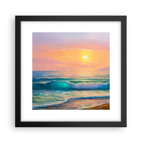 Plakat w czarnej ramie - Turkusowa pieśń fal - 30x30 cm