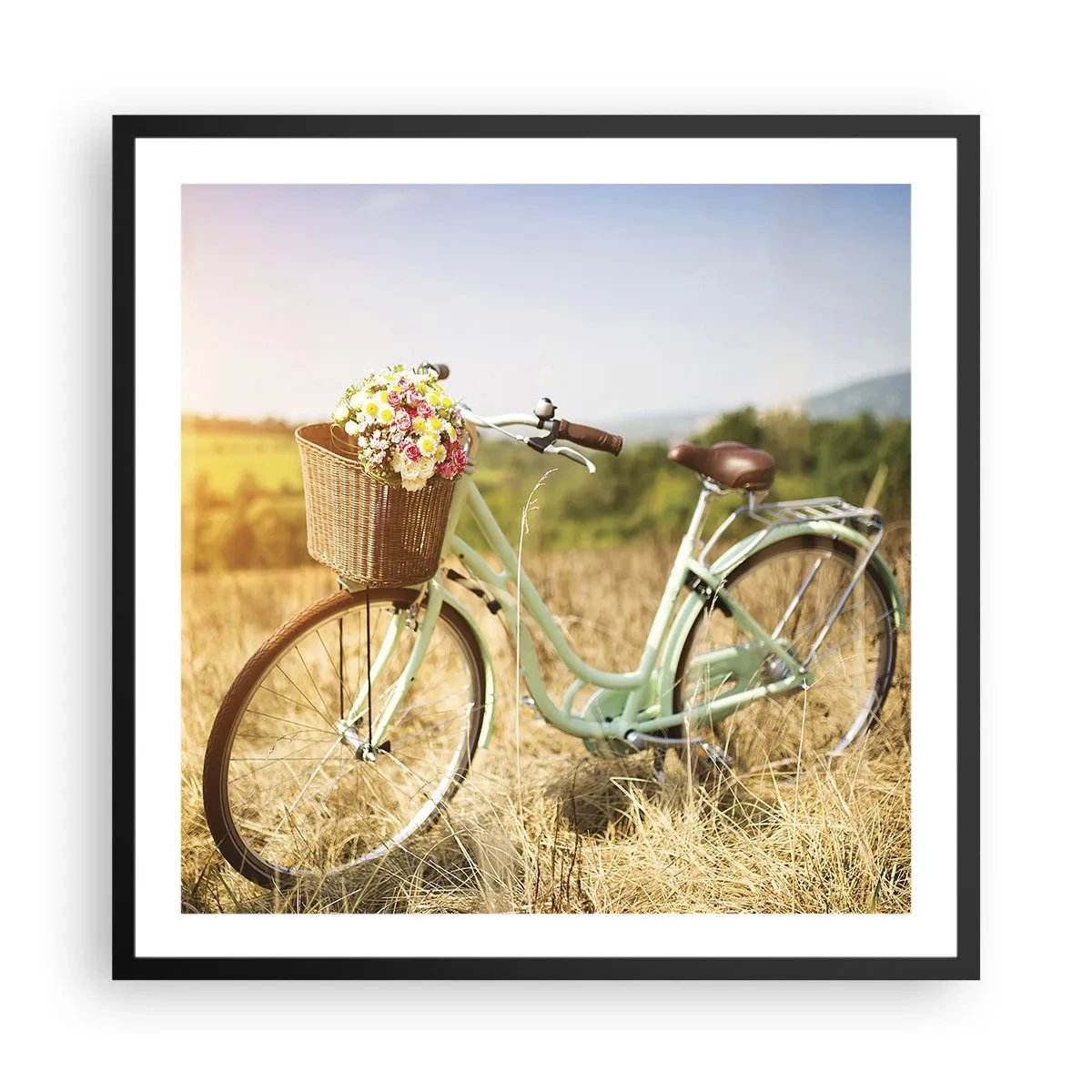 Plakat w czarnej ramie - Zostanę tu chwilę - 60x60 cm