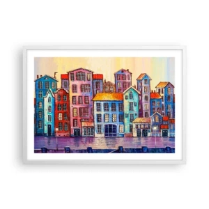 Plakat w białej ramie - Miasto jak z bajki - 70x50 cm
