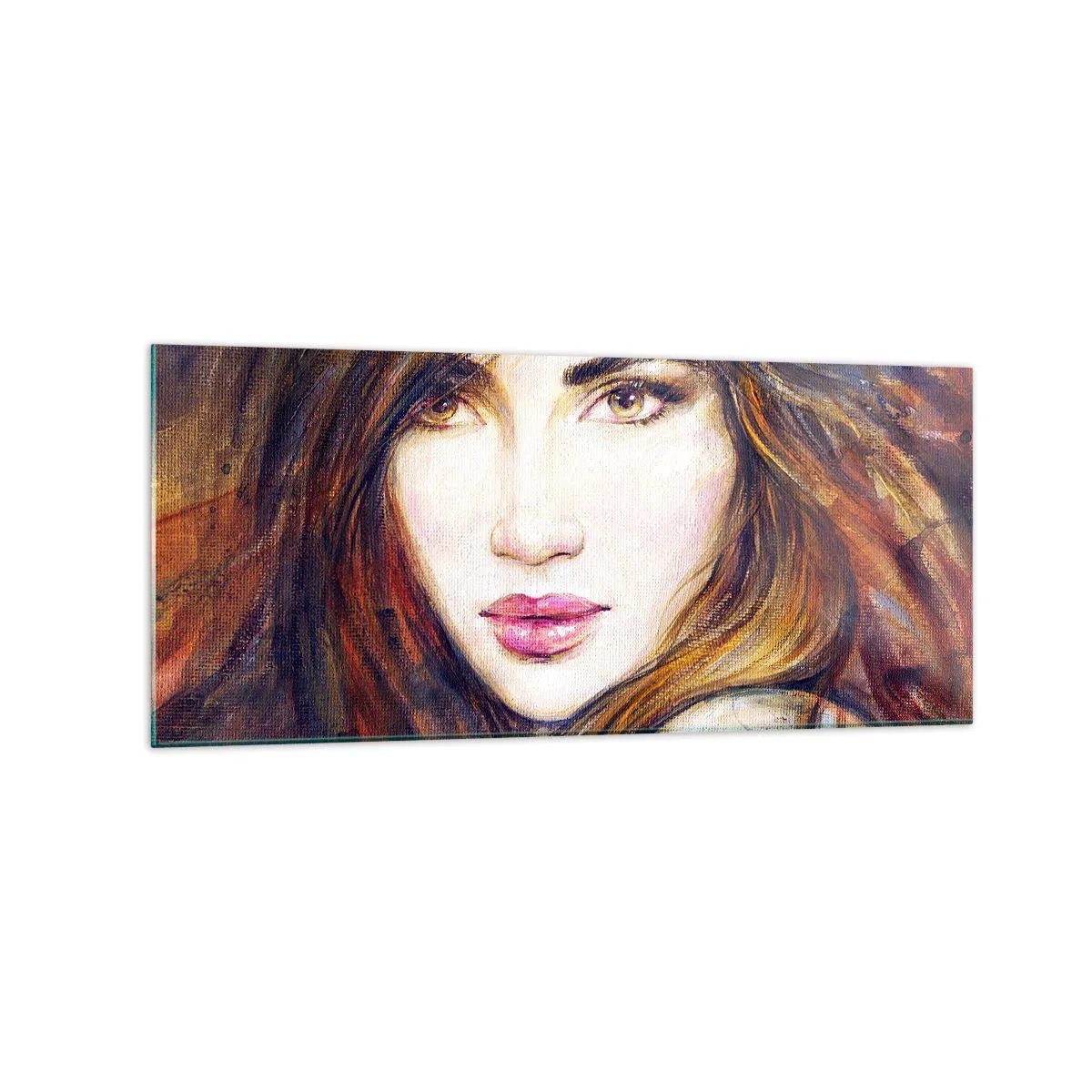 Obraz na szkle - Portret kobiety w malarskim stylu - 120x50cm - Grosik za twoje myśli - Nowoczesna dekoracja ścienna do salonu i sypialni ARTTOR