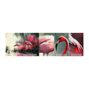 Fototapeta Próbka Standard Eco - Lekcja naturalnego wdzięku - Flamingi, Sztuka, Pejzaż - 100x30 cm