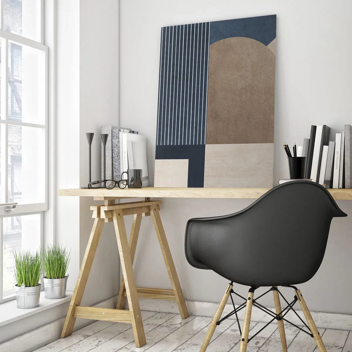 Obraz na szkle - Minimalistyczna forma z kołem i liniami w beżach - 50x70cm - Kompozycja prostoty i krągłości - Nowoczesna dekoracja ścienna do salonu, kuchni i sypialni ARTTOR