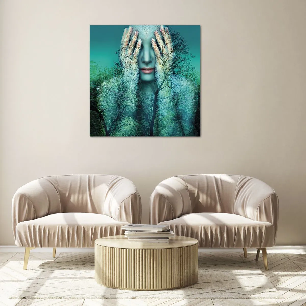 Obraz na szkle - Zanurzona w błękicie - 50x50 cm