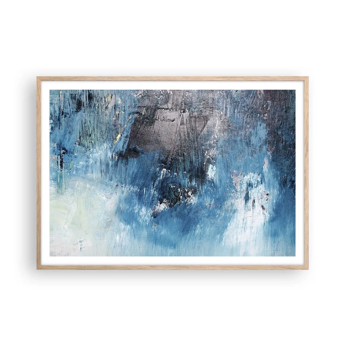 Plakat w ramie jasny dąb - Błękitna rapsodia - 100x70 cm