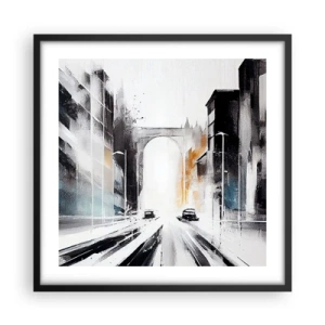 Plakat w czarnej ramie - Studium miasta: architektura i ruch - 50x50 cm