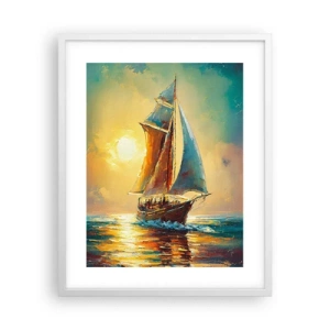 Plakat w białej ramie - Pod pełnymi żaglami - 40x50 cm