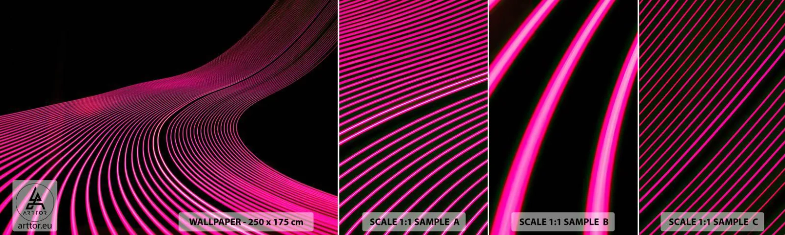 Fototapeta Próbka Samoprzylepna Deluxe Sticker - Aleja światła - Linie, Nowoczesny, Neonowy - 100x30 cm