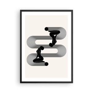 Plakat w czarnej ramie - Minimalistyczna grafika sylwetek kobiet z efektem iluzji optycznej - 50x70cm - Zmysłowa symetria - Nowoczesna dekoracja ścienna do salonu i sypialni ARTTOR