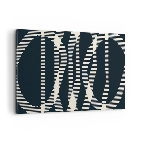 Obraz na płótnie - Geometryczne linie w jasnych odcieniach na ciemnym tle - 100x70cm - Próba przełamania ciemności - Nowoczesna dekoracja ścienna do salonu, kuchni i sypialni ARTTOR