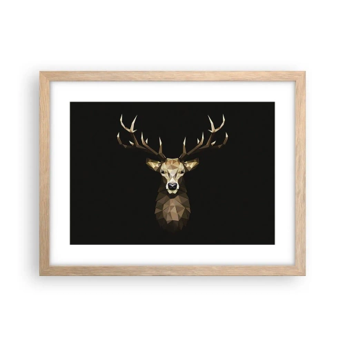 Plakat w ramie jasny dąb - Kubistyczny jeleń - 40x30 cm