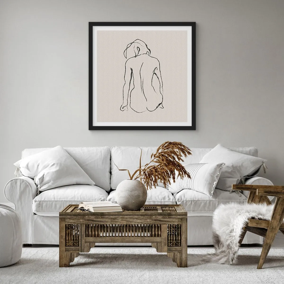 Plakat w czarnej ramie - Akt dziewczęcy - 50x50 cm
