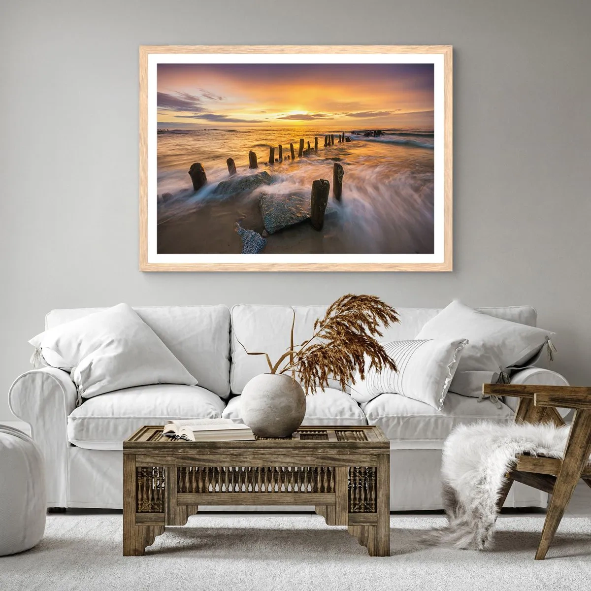 Plakat w ramie jasny dąb - Surowe piękno Bałtyku - 40x30 cm