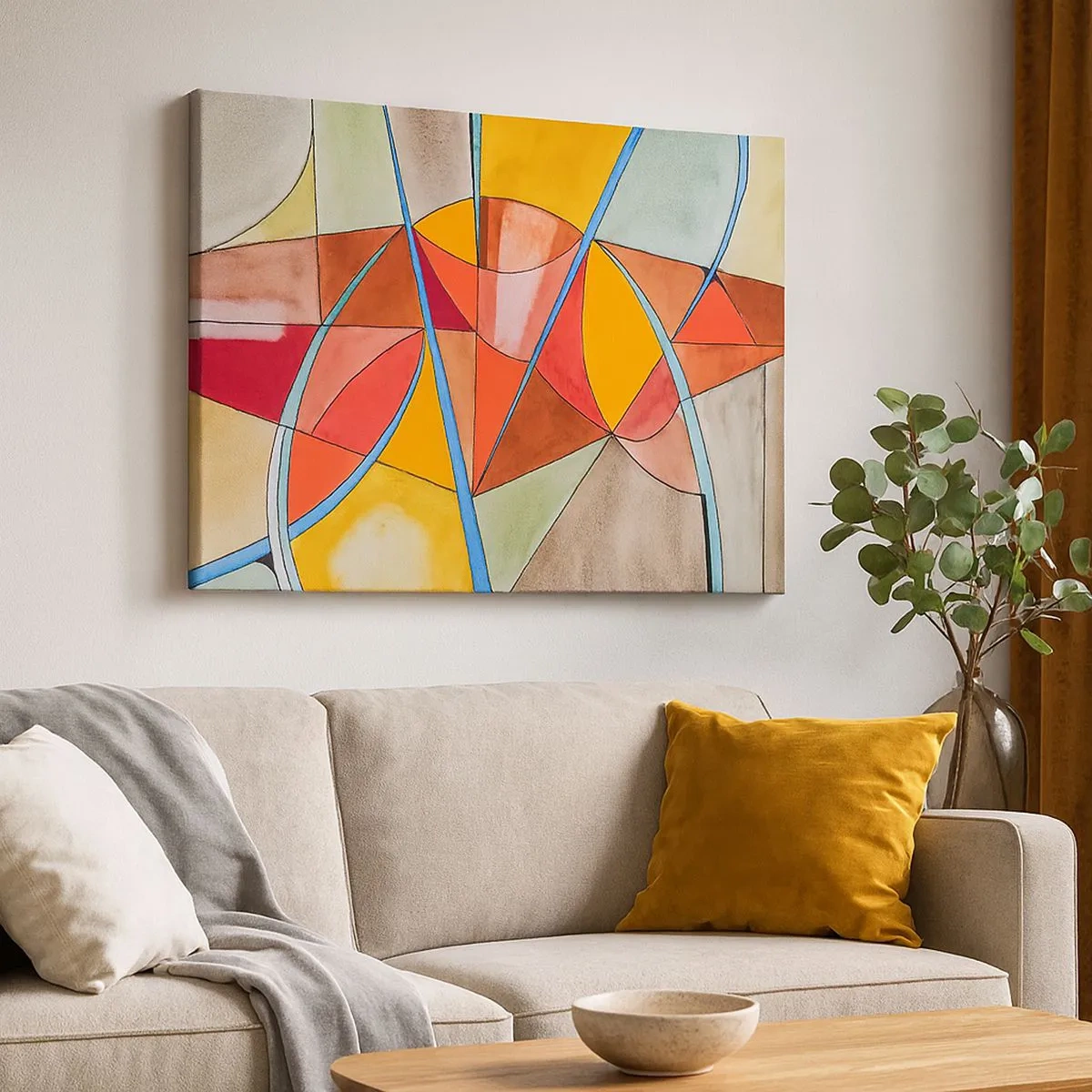 Obraz na płótnie - Abstrakcyjna kompozycja w żywych barwach geometrycznych - 70x50cm - Karuzela, karuzela marzeń - Nowoczesna dekoracja ścienna do salonu i sypialni ARTTOR