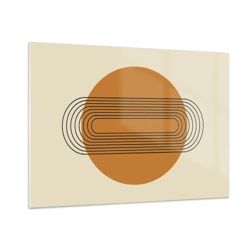 Obraz na szkle - Geometryczna abstrakcja z okręgiem i liniami - 100x70cm - Plan doskonały - Nowoczesna dekoracja ścienna do salonu, kuchni i sypialni ARTTOR