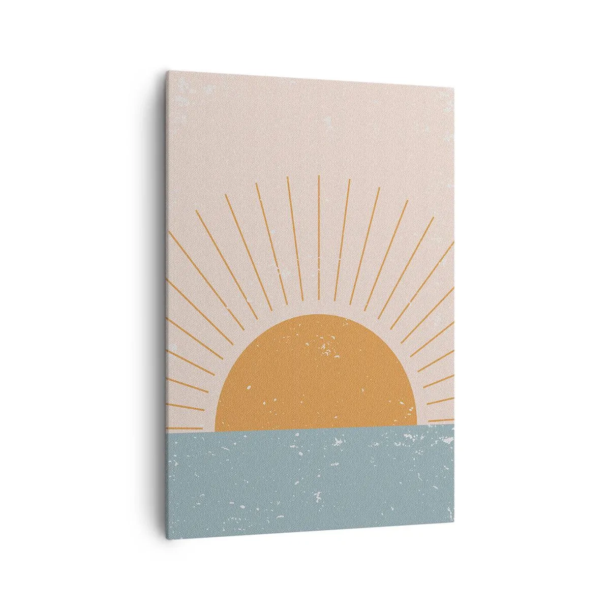 Obraz na płótnie - Minimalistyczna grafika przedstawiająca wschód słońca nad linią horyzontu - 70x100cm - Codzienny cud - Nowoczesna dekoracja ścienna do salonu i sypialni ARTTOR