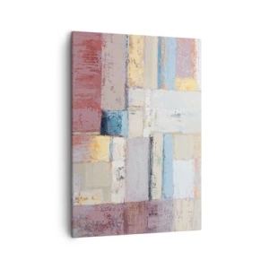 Obraz na płótnie - Abstrakcyjna kompozycja geometryczna w pastelowych kolorach - 50x70cm - Spokój geometrii - Nowoczesna dekoracja ścienna do salonu, kuchni i sypialni ARTTOR
