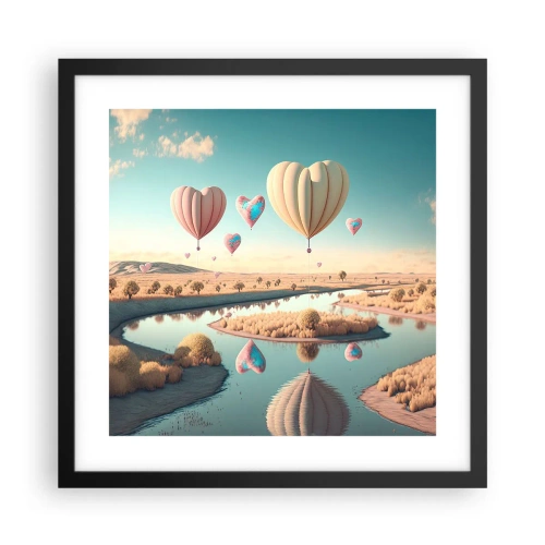 Plakat w czarnej ramie - Miłość pozwala wznieść się - 40x40 cm