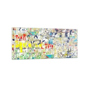 Obraz na szkle - Abstrakcyjne graffiti z kolorowymi napisami i wzorami - 120x50cm - Po prostu cieszy oczy - Nowoczesna dekoracja ścienna do salonu i sypialni ARTTOR