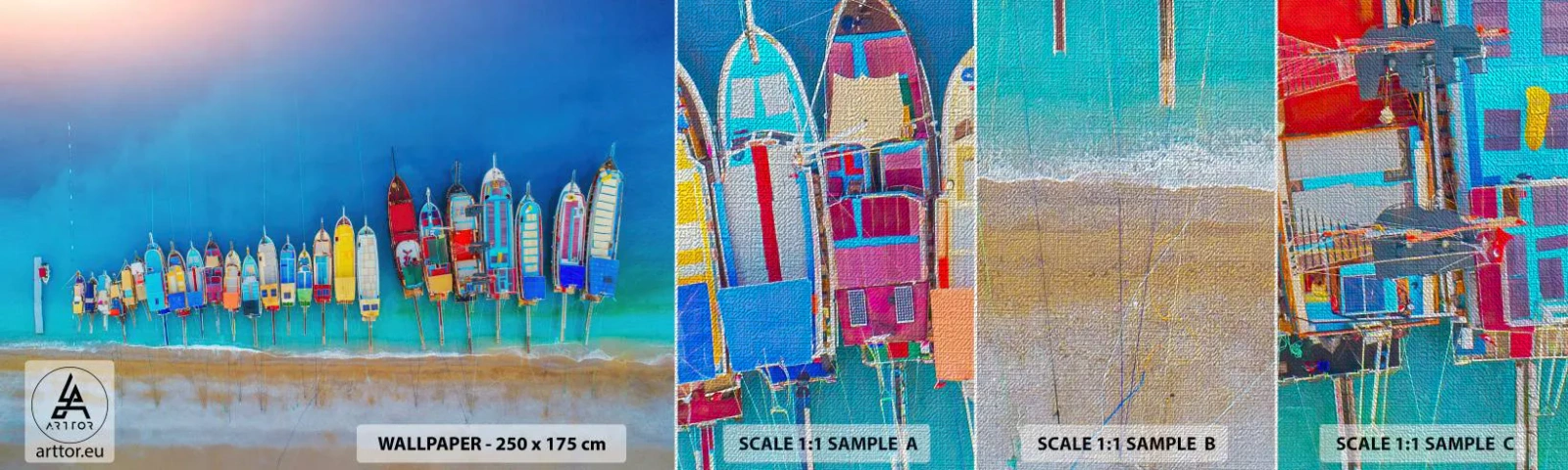 Fototapeta Próbka Premium Canvas - Z lotu ptaka - Krajobraz, Plaża, Morze - 100x30 cm