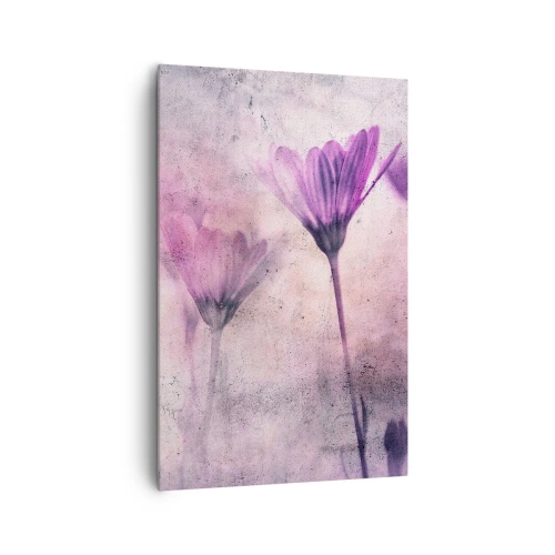 Obraz na płótnie - Delikatne kwiaty w odcieniach fioletu na jasnym tle - 80x120cm - Sen kwiatów - Nowoczesna dekoracja ścienna do salonu i sypialni ARTTOR