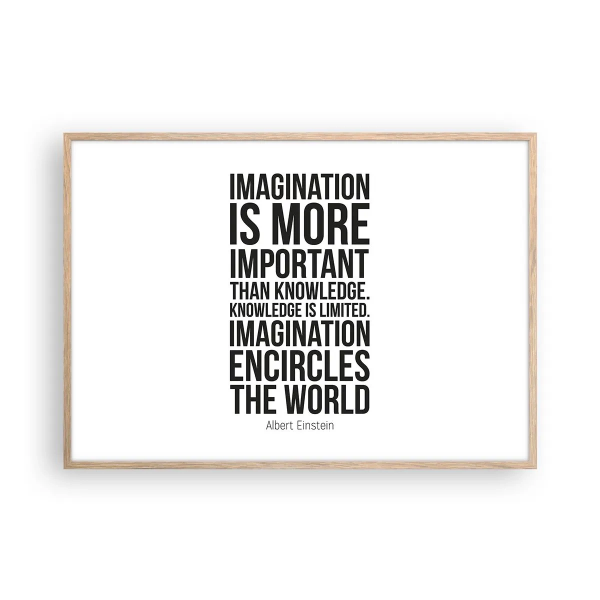 Plakat w ramie jasny dąb - Einstein o mocy wyobraźni - 100x70 cm