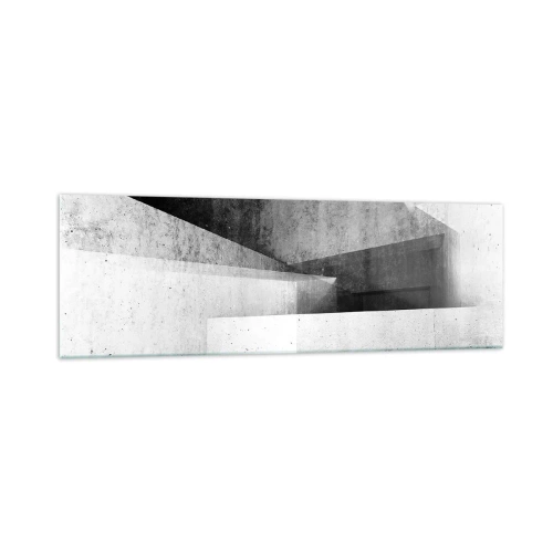 Obraz na szkle - Geometryczne kształty w monochromatycznej kompozycji - 160x50cm - Struktura przestrzeni - Nowoczesna dekoracja ścienna do salonu i sypialni ARTTOR