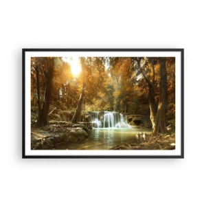 Plakat w czarnej ramie - Parkowa kaskada - 91x61 cm