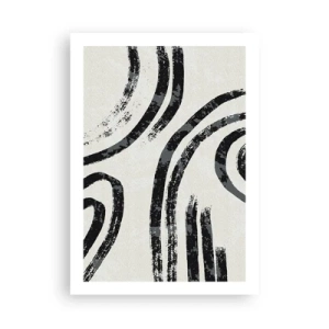 Plakat - Abstrakcyjne czarne linie na jasnym tle - 50x70cm - W pół zatrzymany - Nowoczesna dekoracja ścienna do salonu, kuchni i sypialni ARTTOR