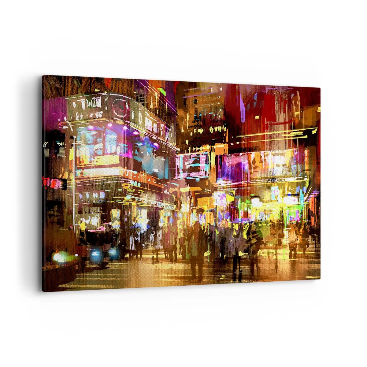 Obraz na płótnie - Tętniące życiem miasto nocą w świetle neonów - 120x80cm - W morzu światła - Nowoczesna dekoracja ścienna do salonu, kuchni i sypialni ARTTOR