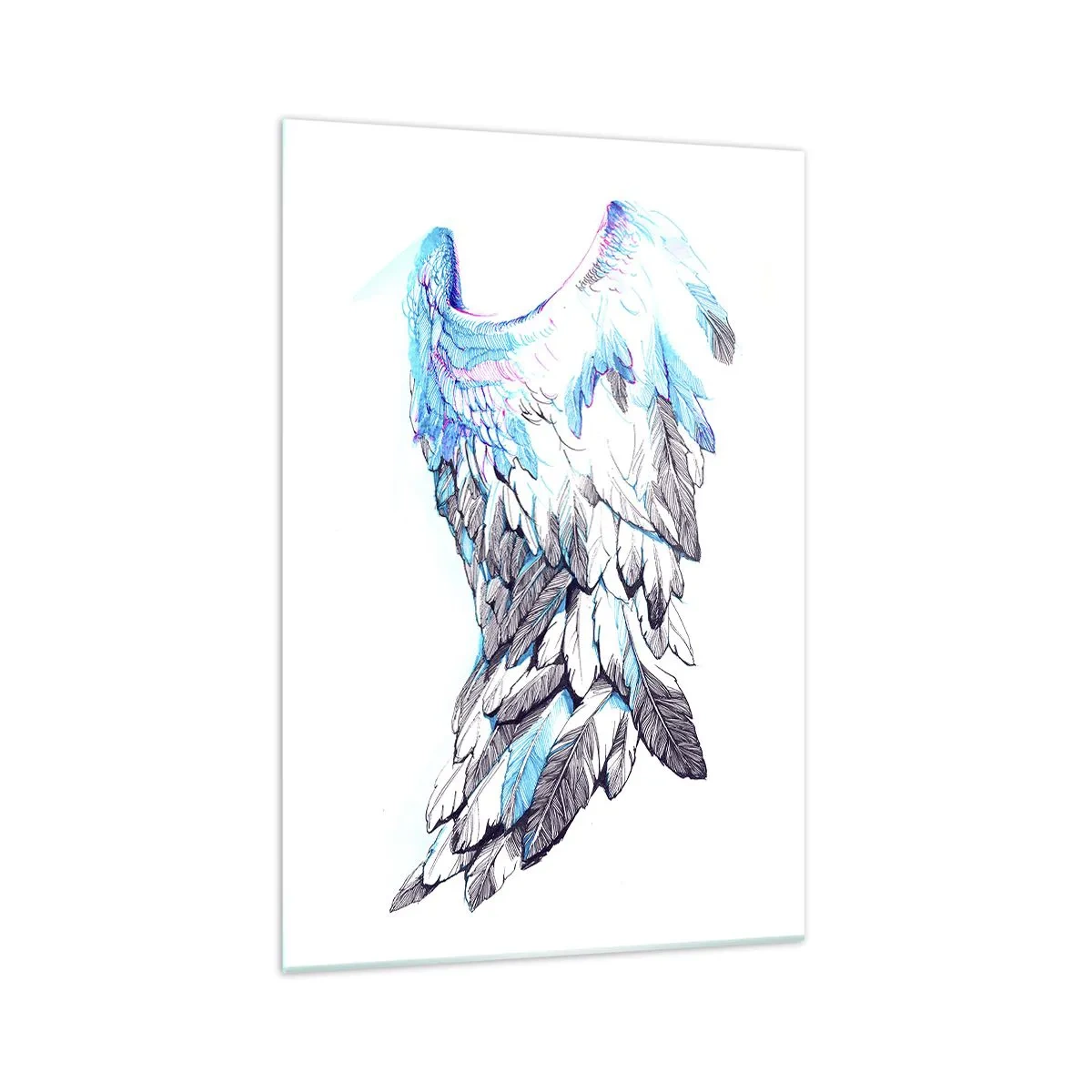 Obraz na szkle - Delikatne anielskie skrzydła w pastelowych odcieniach - 70x100cm - Trzeba mi skrzydeł - Nowoczesna dekoracja ścienna do salonu i sypialni ARTTOR