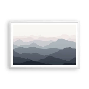 Plakat w białej ramie - Fale gór - 91x61 cm