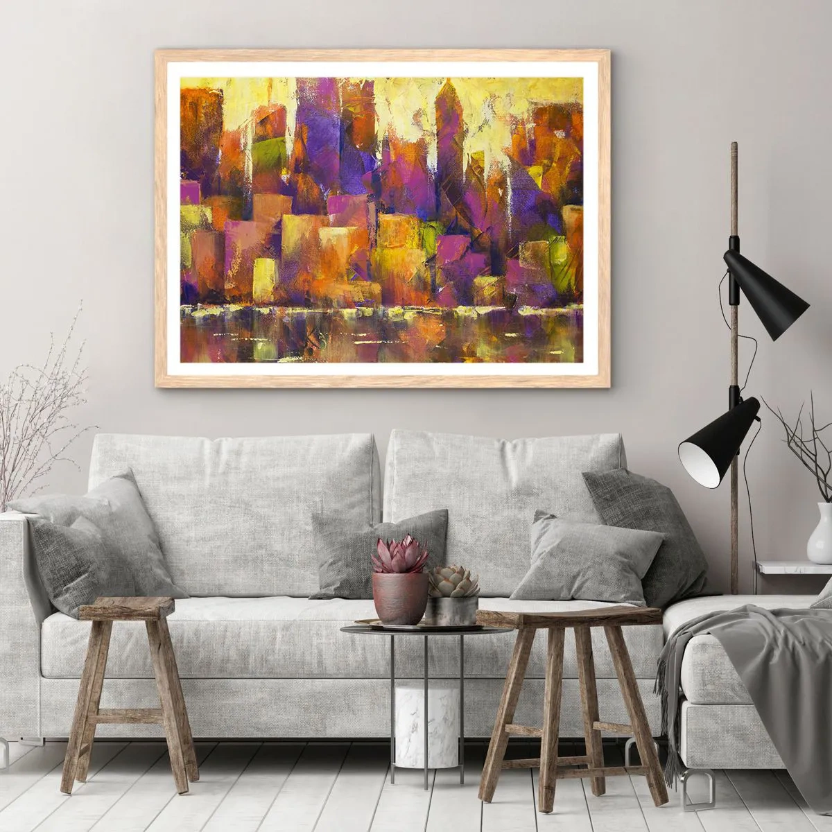 Plakat w ramie jasny dąb - Kompozycja metropolitalna - 50x40 cm