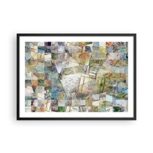 Plakat w czarnej ramie - Kolorowa abstrakcja z geometrycznymi kształtami i liniami - 70x50cm - Geometryczne przetasowanie - Nowoczesna dekoracja ścienna do salonu i sypialni ARTTOR