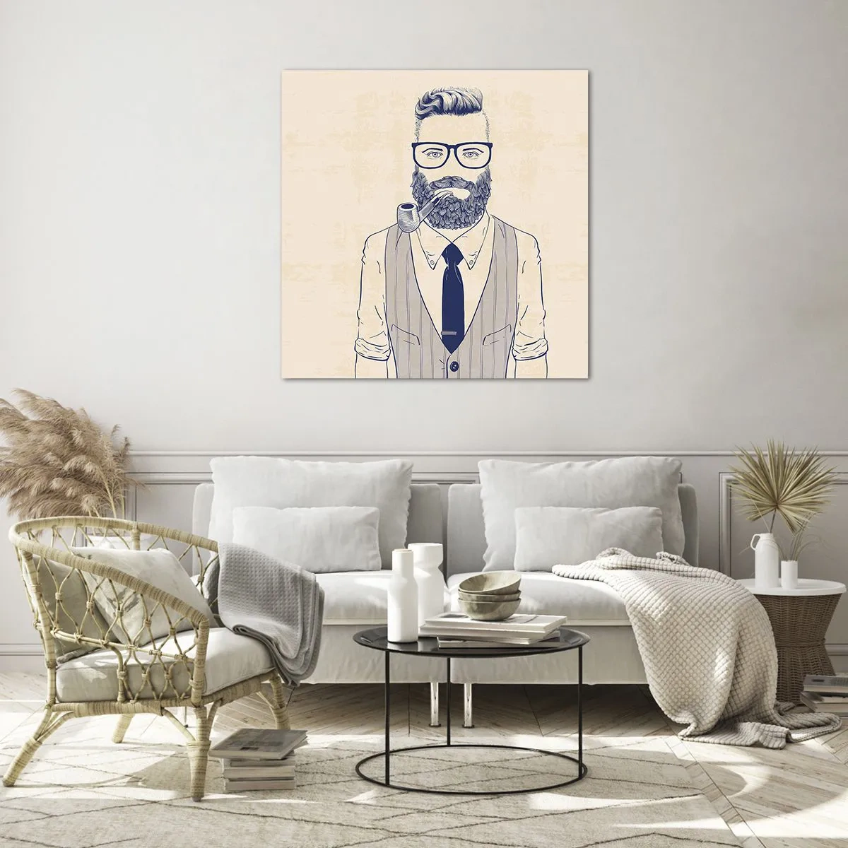 Obraz na szkle - Pogodny, męski i modny - 30x30 cm