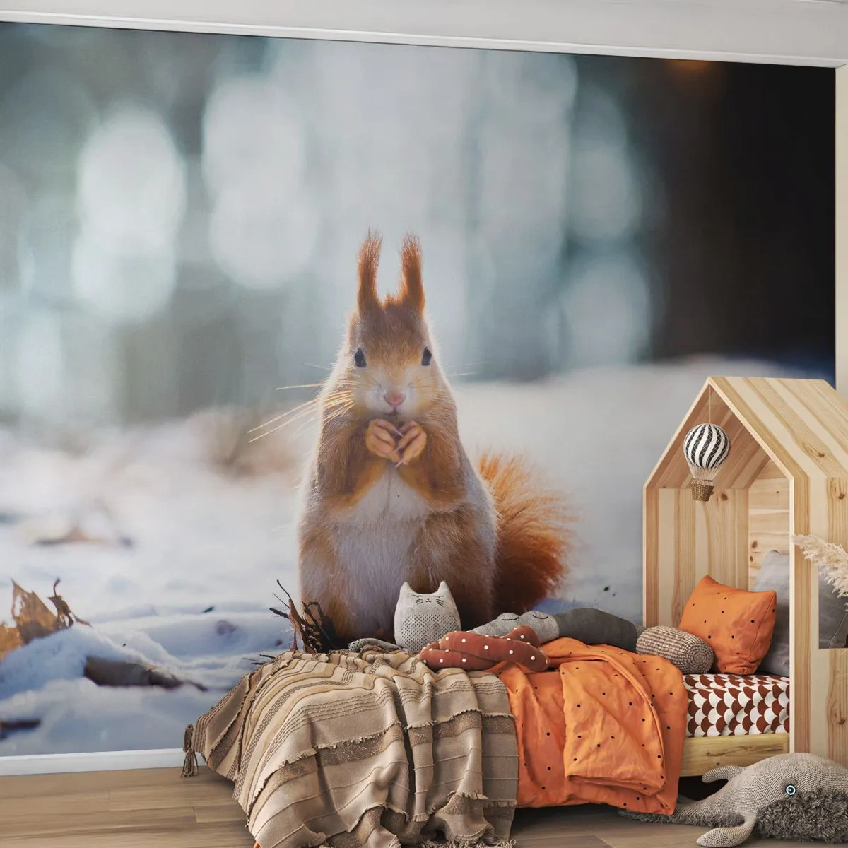 Fototapeta Samoprzylepna Deluxe Sticker - I co tak patrzysz? - Zwierzęta, Wiewiórka, Zima - 250x175 cm
