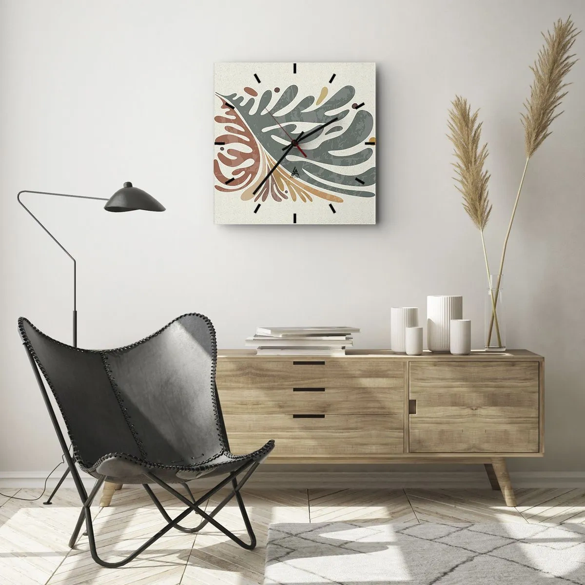 Zegar ścienny - Wielobarwny liść - 40x40 cm