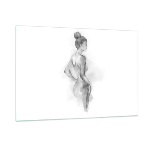 Obraz na szkle - Subtelna kobieca sylwetka malowana akwarelą na białym tle - 120x80cm - Piękna jak malowanie - Nowoczesna dekoracja ścienna do salonu, kuchni i sypialni ARTTOR