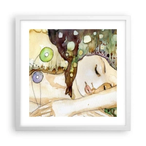 Plakat w białej ramie - Szmaragdowo-fiołkowy sen - 40x40 cm