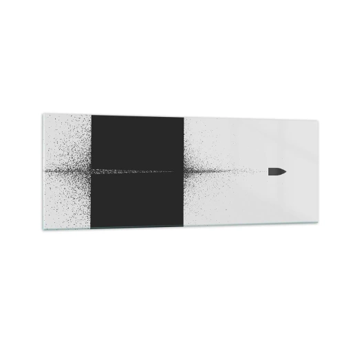 Obraz na szkle - Symboliczny pocisk w minimalistycznym, abstrakcyjnym stylu - 140x50cm - Prosto do celu - Nowoczesna dekoracja ścienna do salonu i sypialni ARTTOR