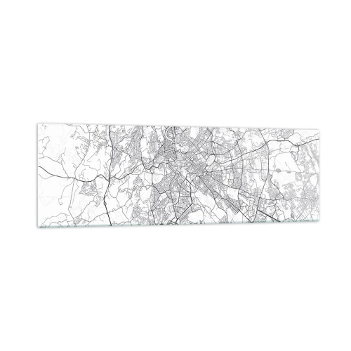 Obraz na szkle - Miejska mapa w stylu minimalistycznym z delikatnymi liniami - 160x50cm - Rzymski krąg - Nowoczesna dekoracja ścienna do salonu i sypialni ARTTOR