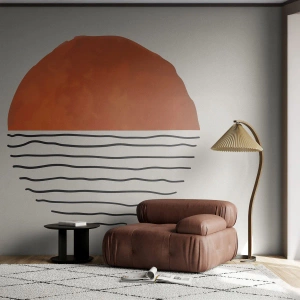 Fototapeta Standard Eco - Minimalistyczne słońce zachodzące nad linią wody - 100x70cm - W japońskim klimacie - Nowoczesna dekoracja ścienna do salonu i sypialni ARTTOR