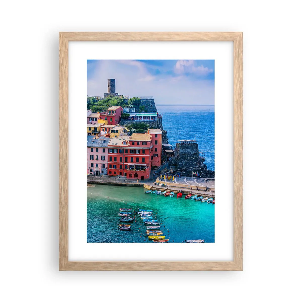 Plakat w ramie jasny dąb - Śródziemnomorskie magiczne miasteczko - 30x40 cm