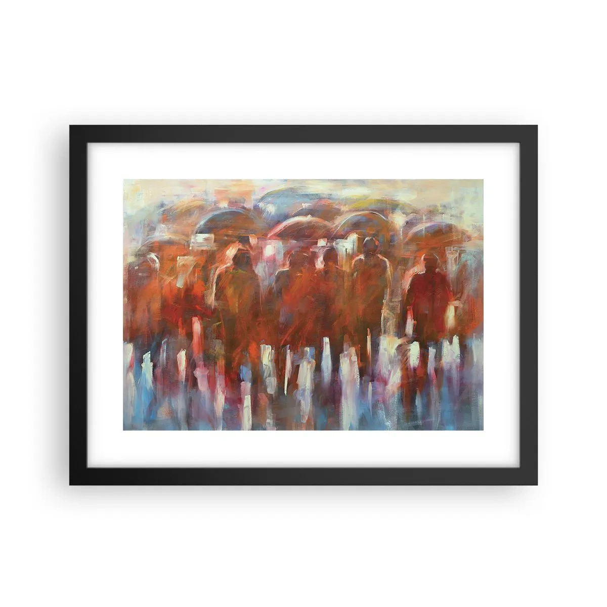 Plakat w czarnej ramie - Równi w deszczu i mgle - 40x30 cm