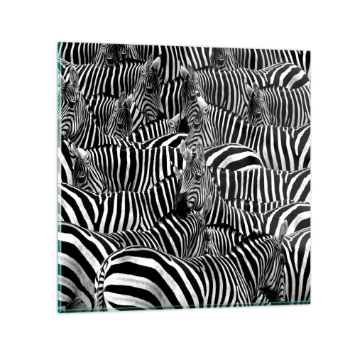 Obraz na szkle - Portret zbiorowy w paski - 50x50 cm