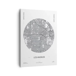 Obraz na płótnie - Anatomia Los Angeles - Minimalistyczna mapa Los Angeles w czarnych liniach na białym tle - 50x70cm