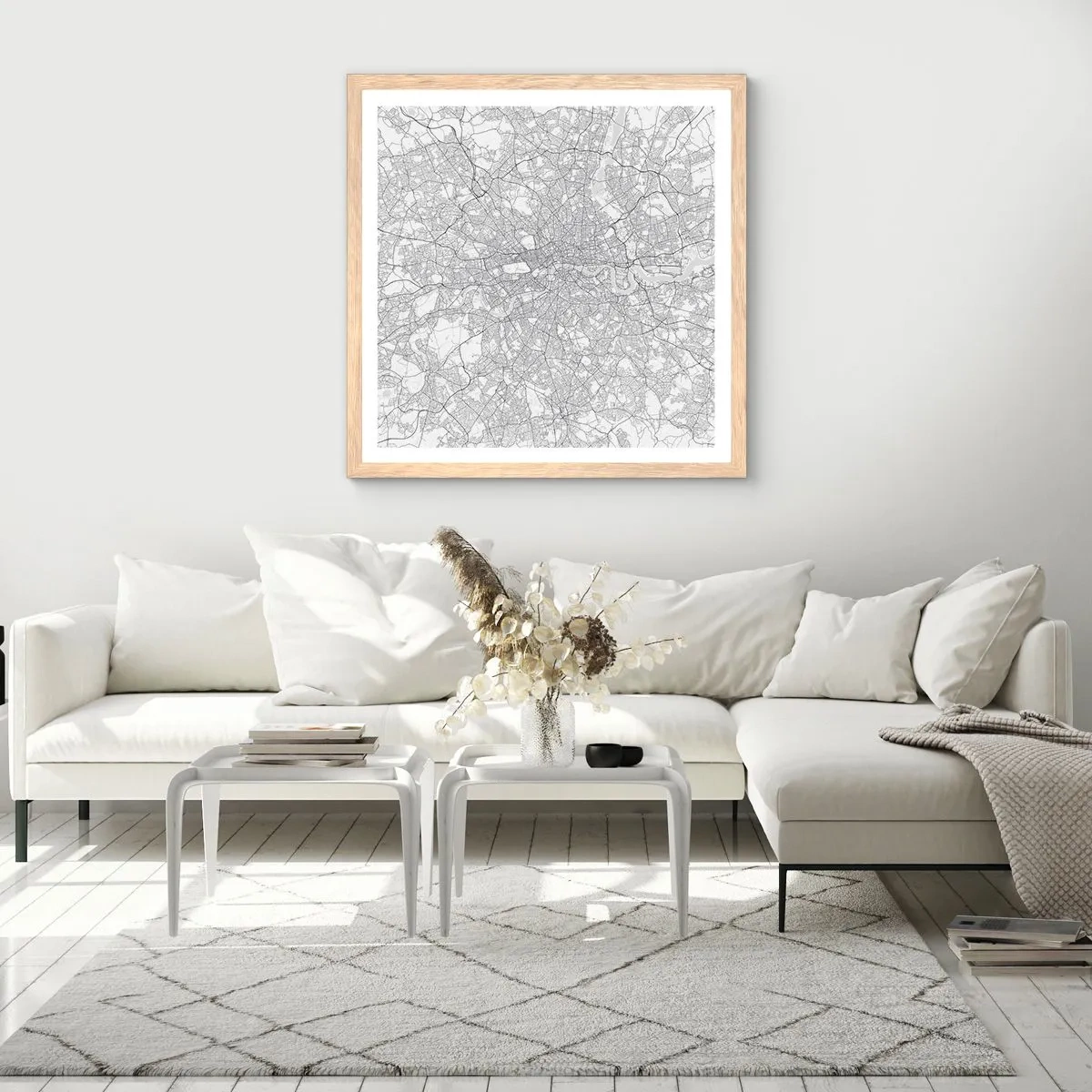 Plakat w ramie jasny dąb - Mapa londyńskiego labiryntu - 40x40 cm